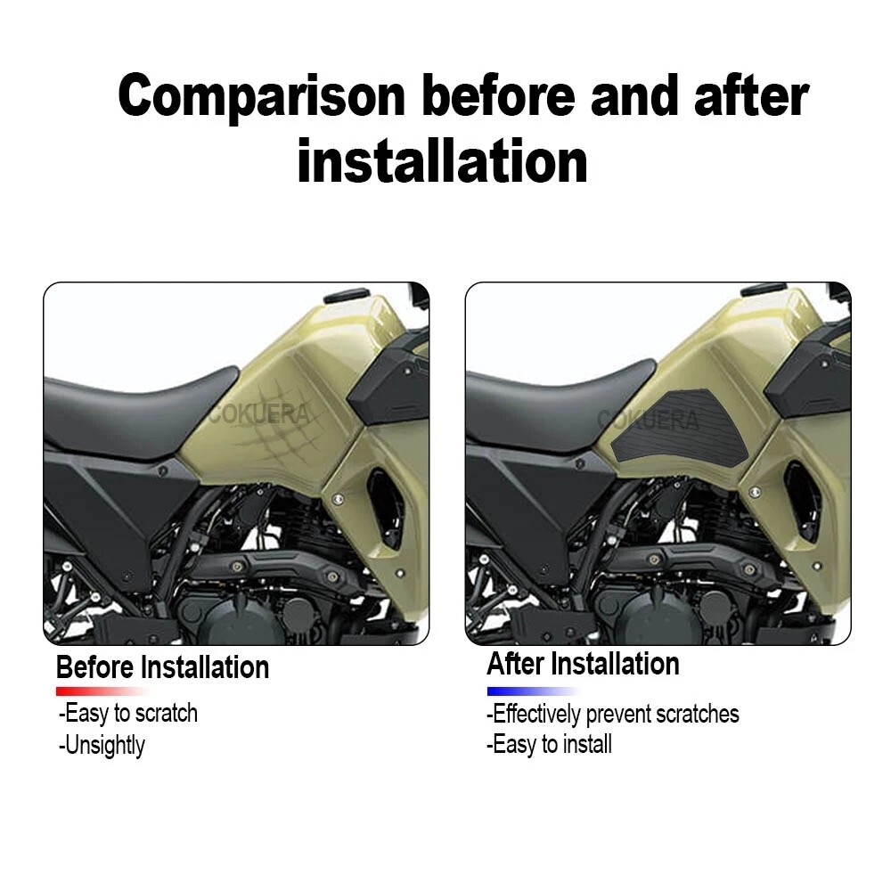 Fuel Tank Pad for Kawasaki KLR 650 2021-2022-2023 Tank Protector Knee Grip 2pcs