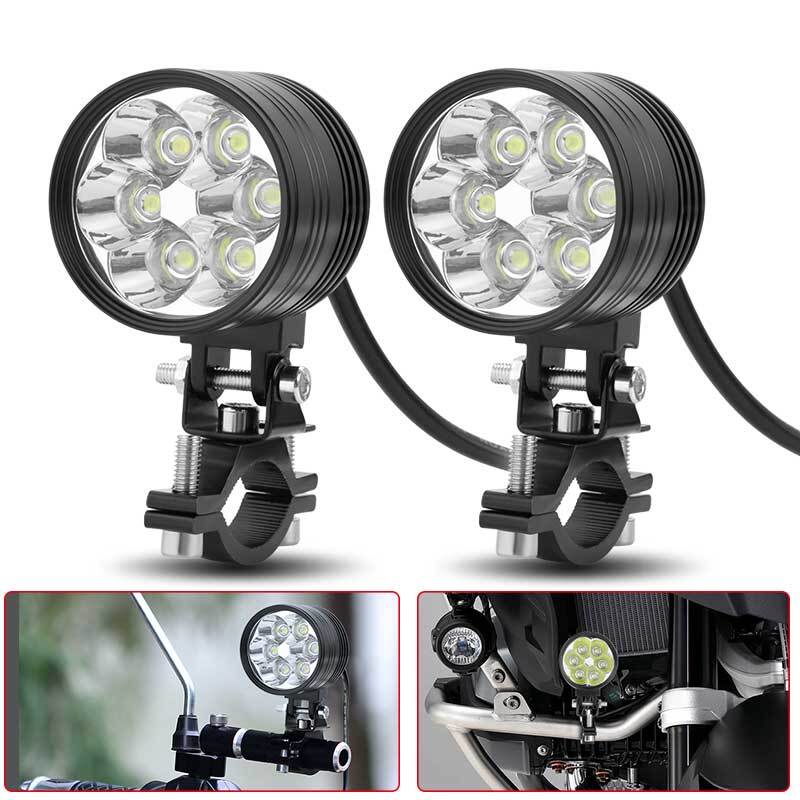 2X LED Motorcycle Headlight White Spot Light Hi/Lo Driving Fog Lamp Offroad ATV