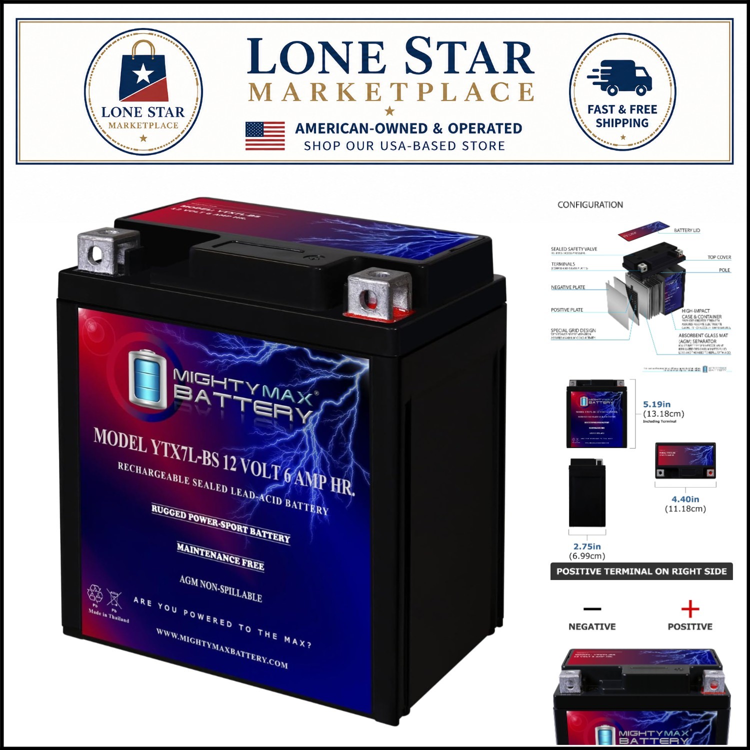 Lightweight 12 Volt 6AH Sealed Lead Acid Battery for Scooters – Easy Install