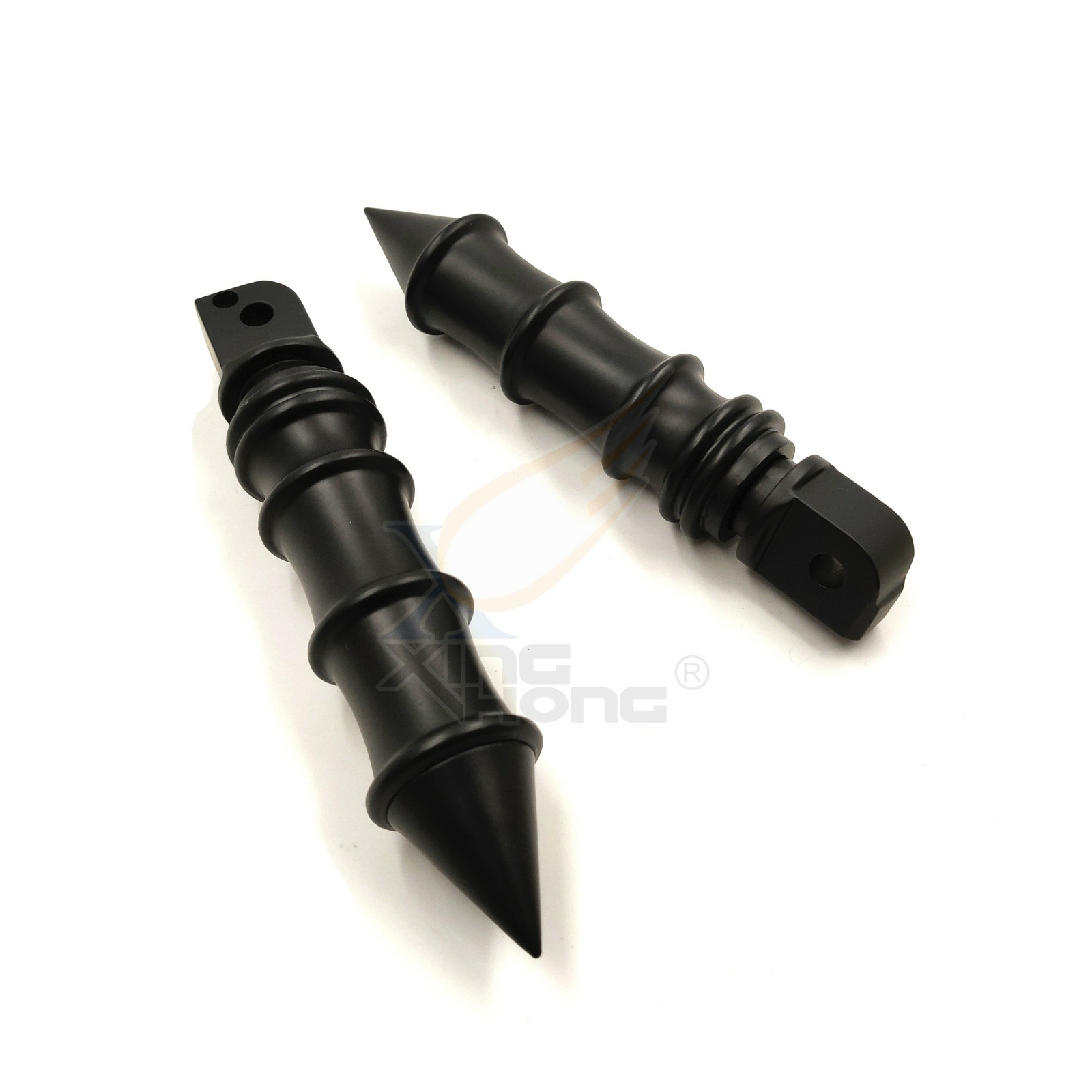 Black Spike Bamboo Passenger Footpeg For Harley 2018-2019 Fat Bob 114 FXFBS