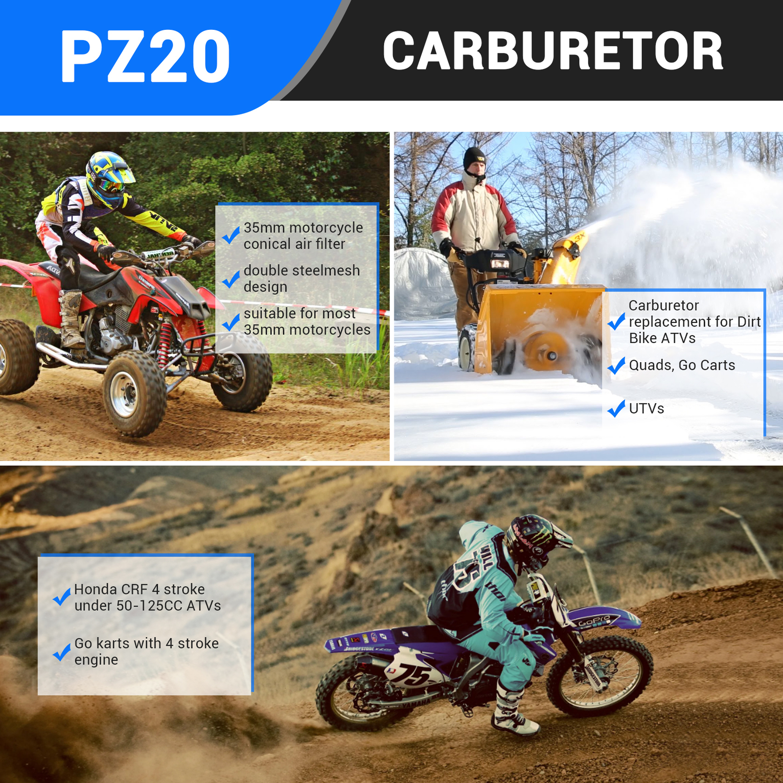 PZ20 Carburetor Carb Kit Fit For Honda CRF80F 2004-2009 2011-2012 50cc 70cc 90cc