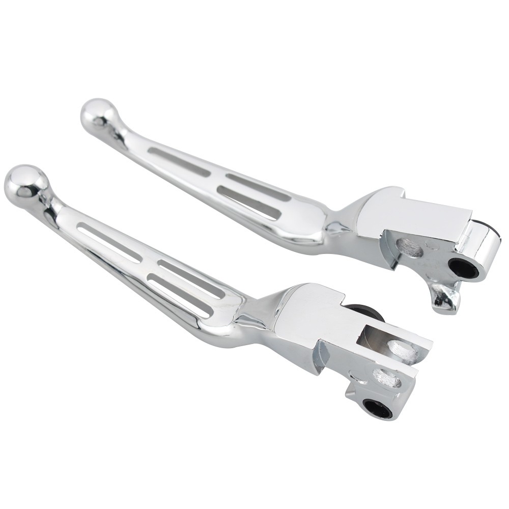 Chrome Brake Clutch Hand Levers Slotted For Harley Touring Electra Street Glide