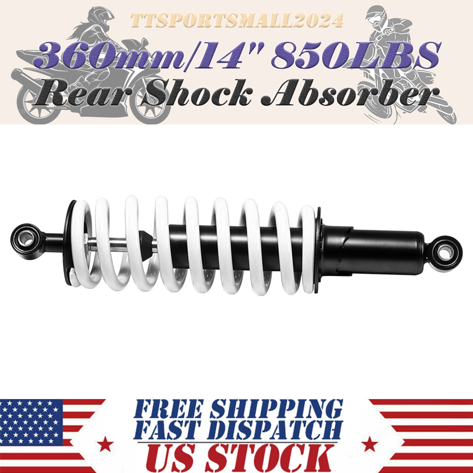 360mm 14″ 850LBS Rear Shock Absorber Suspension For Pit Bike ATV Taotao Coolster