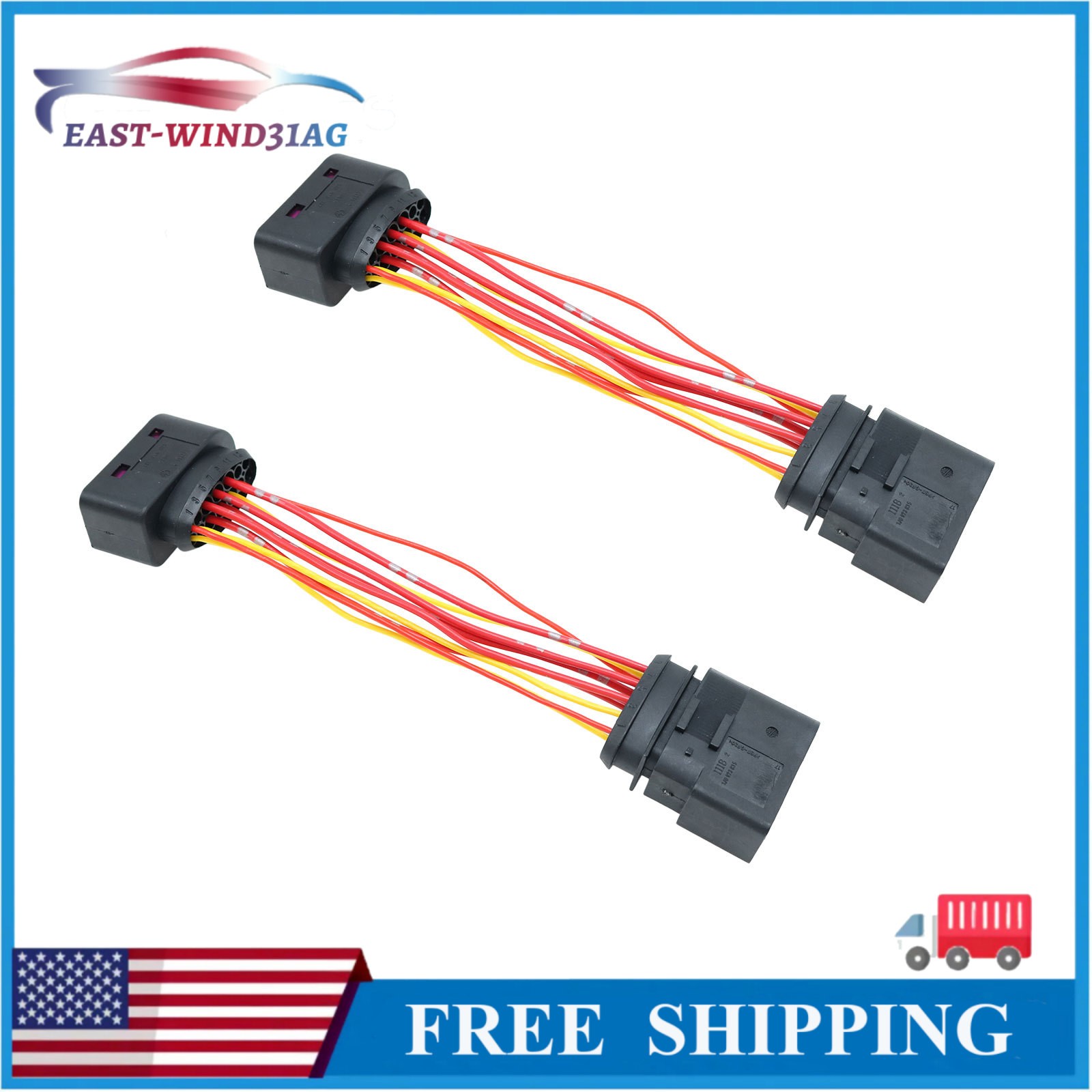 2PCS 14 to 14 Pin Xenon HID Headlight Connector Adapter For VW Audi Skoda