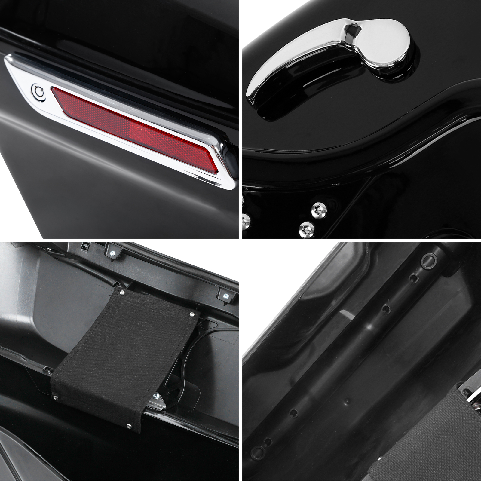 Vivid Black Saddlebags Saddle Bags Fit For Harley Touring Street Glide ’14-24