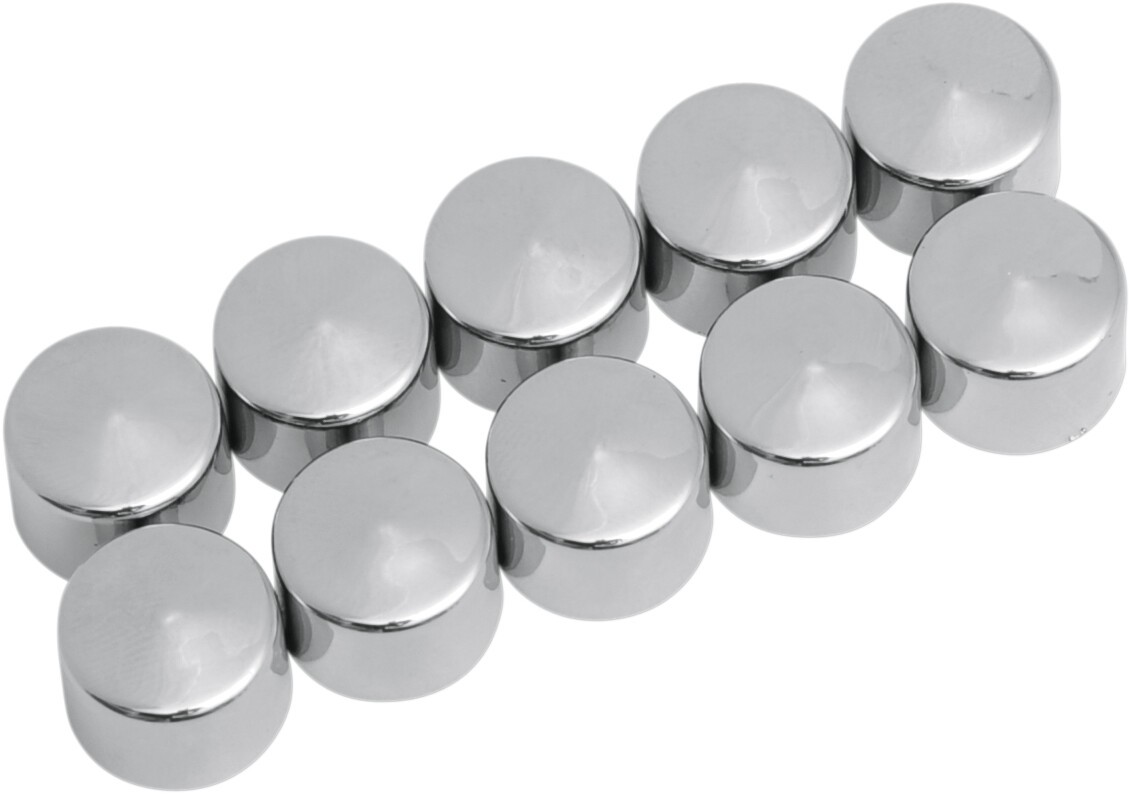 Drag Specialties Chrome Bolt Covers 1/4in Hex 7/16in Wrench 10-Pack