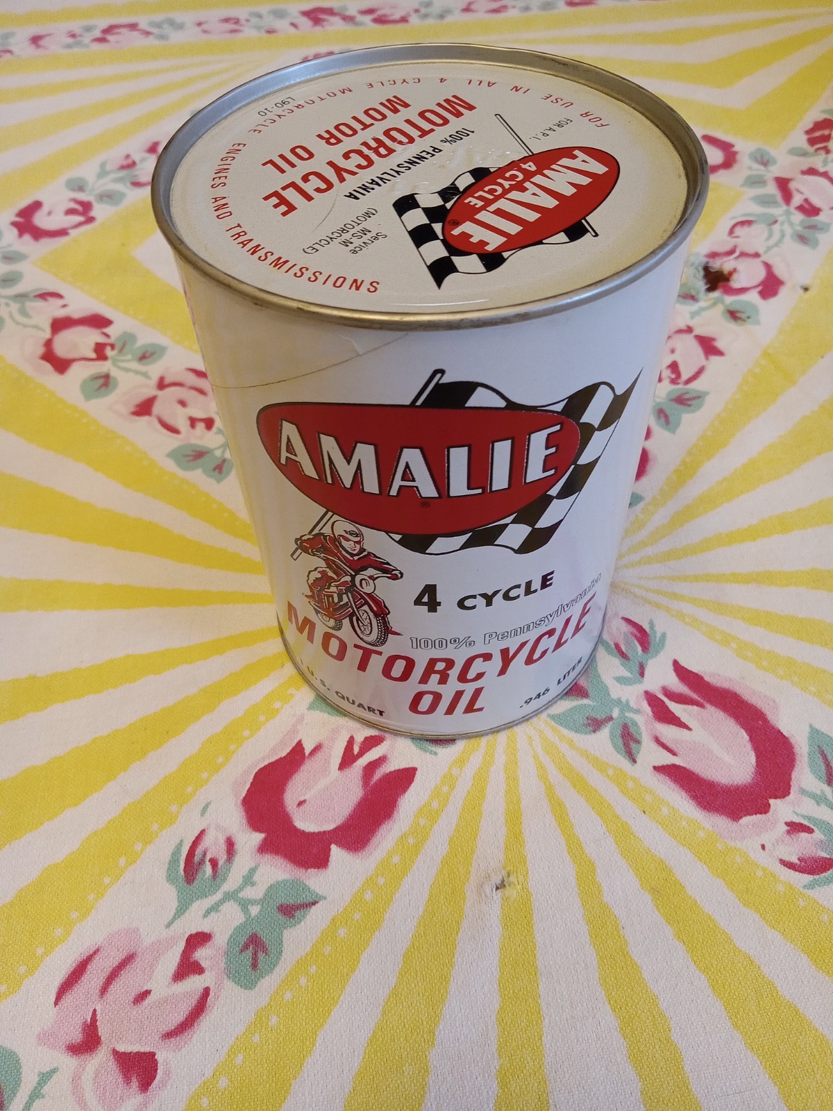 Amalie 4 Cycle Motorcycle Oil 1 U.S. Quart Full NOS
