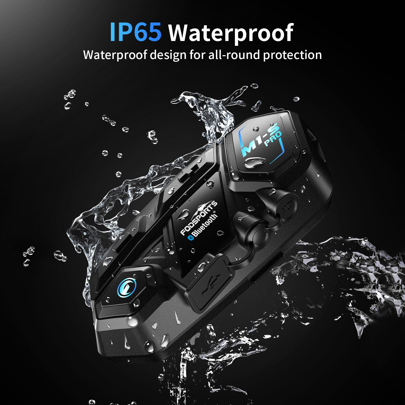 2Pcs M1-S Pro Motorcycle Bluetooth Headset Helmet Intercom 10 Riders 2000m US