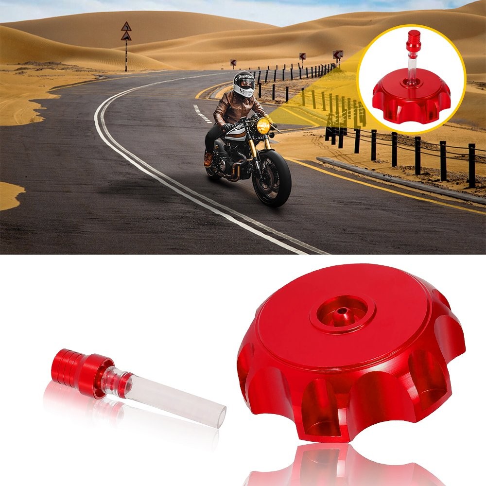 1x Red Fuel Gas Tank Motorcycle Cap Cover For 51-54mm Car Auto Replacement Parts