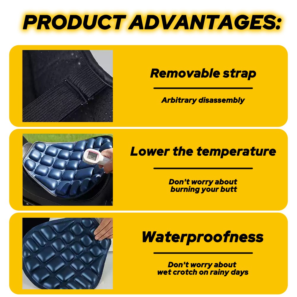 Motorcycle 3D Comfort Gel Seat Cushion Universal Washable Shockproof Pad Cover B