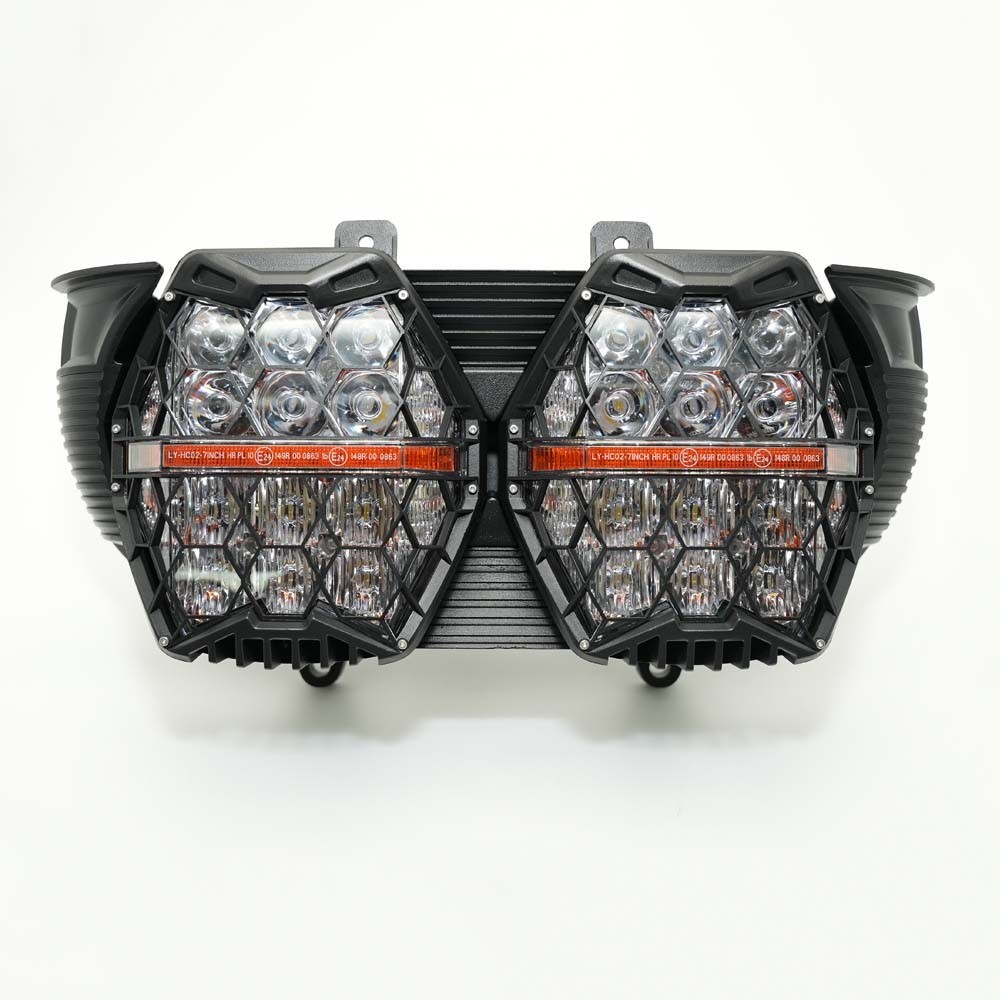 LED Dual Headlight Amber DRL,white Hi/Low beam For Harley Road Glide 2015-2023