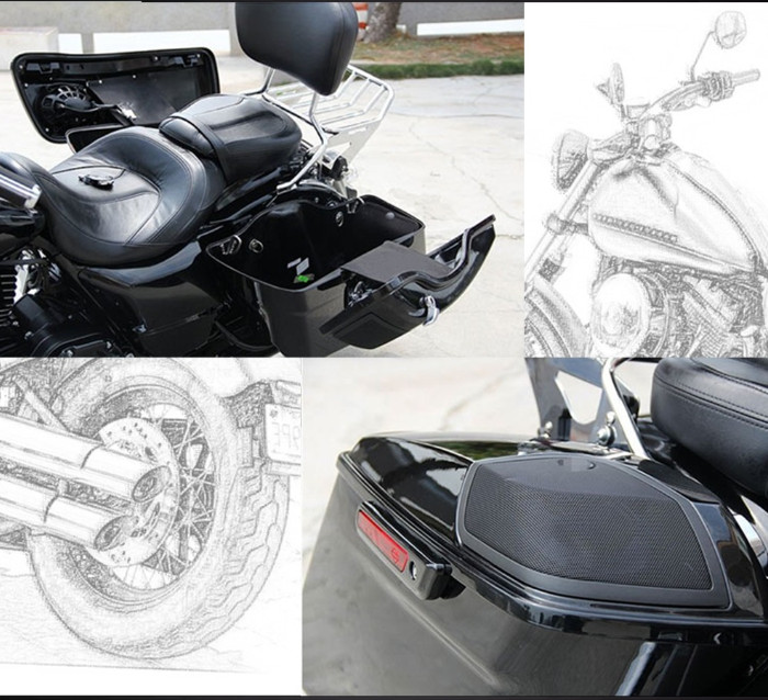 Hard Saddlebag w/ 6×9″ Speaker Lids For Harley Touring Electra Glide 2014-2022