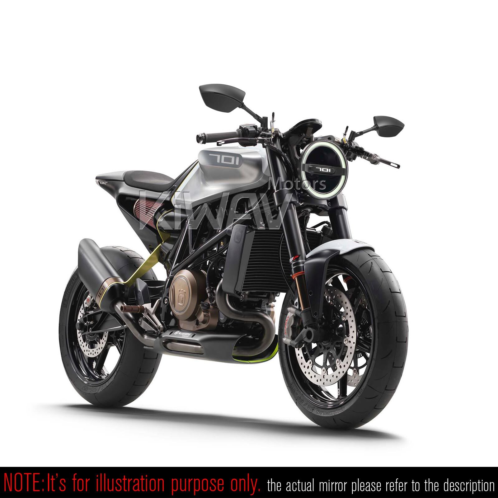 KiWAV Mirror Blackline black convex wider view bike motorcycle