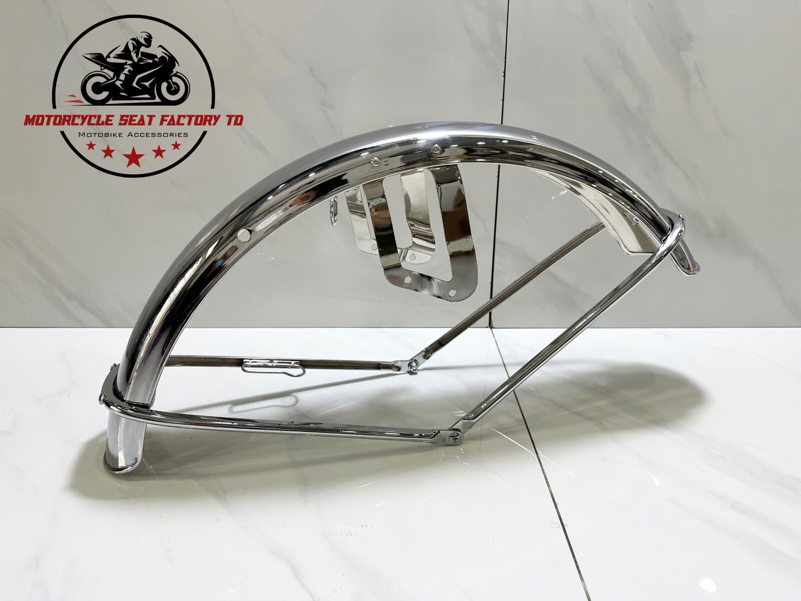 Honda CB350 CB 350 CB400F 61100-377-000 Reproduction Front Fender Chrome Steel.