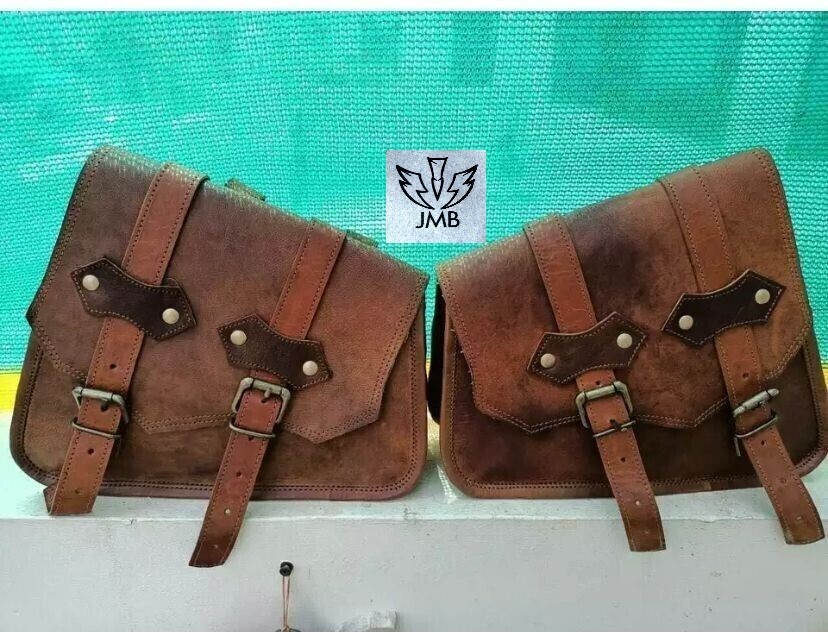 Motorcycle Leather 3 Side Swingarm Saddle Bag For Harley Street Bob Softail