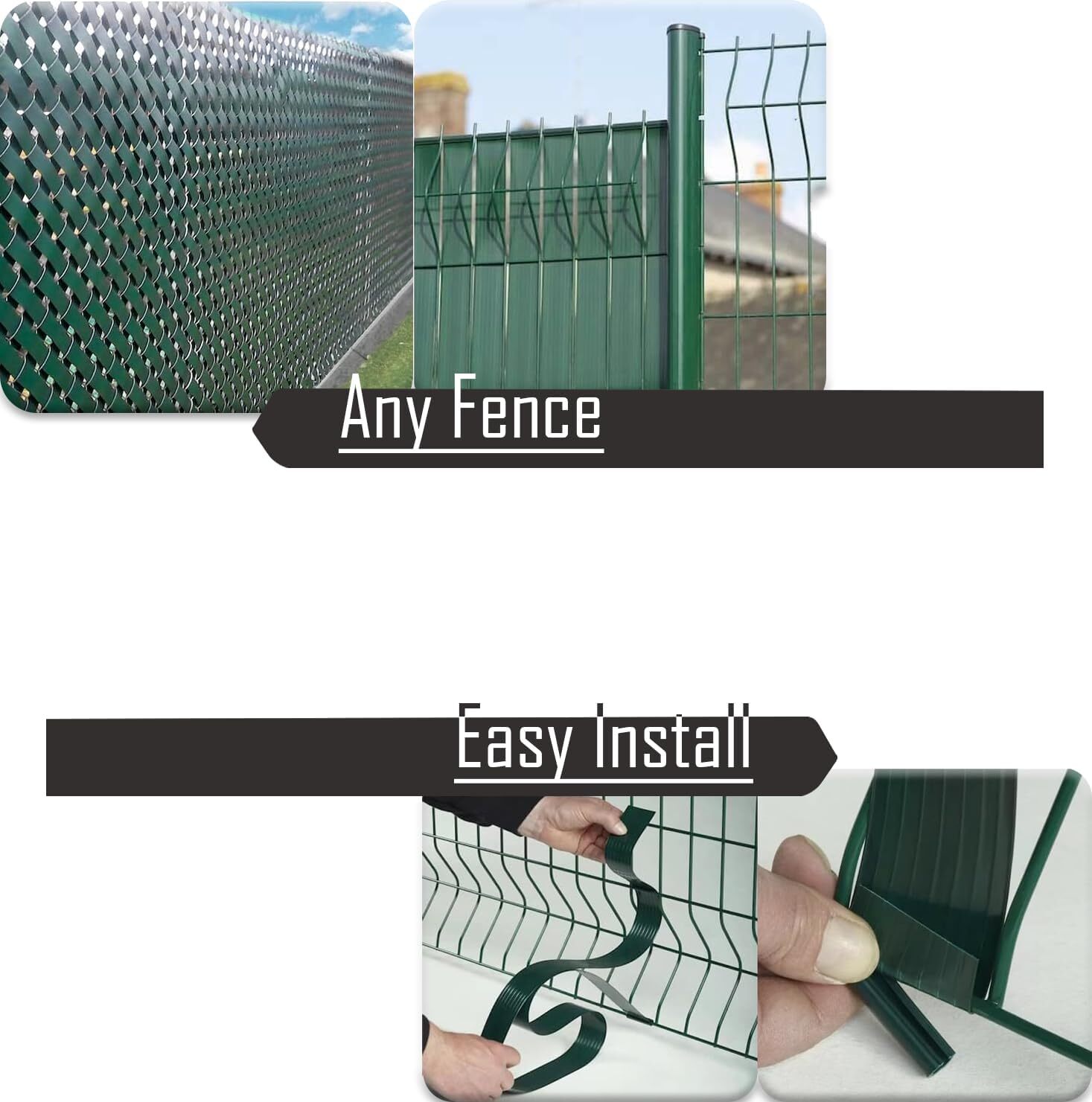 Chain Link Fence Privacy Slats Tape w/ Brass Fasteners, Black, 1.8 in x 250 ft