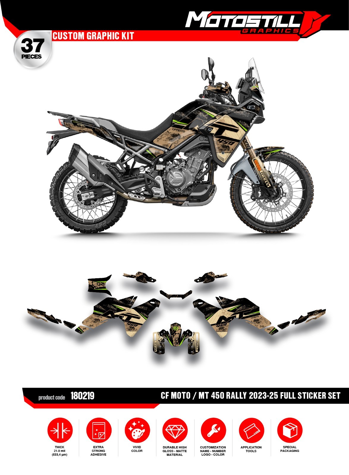 CF MOTO MT 450 – Full Graphic Sticker Decal Wrap Kit Fits / 2023-2025