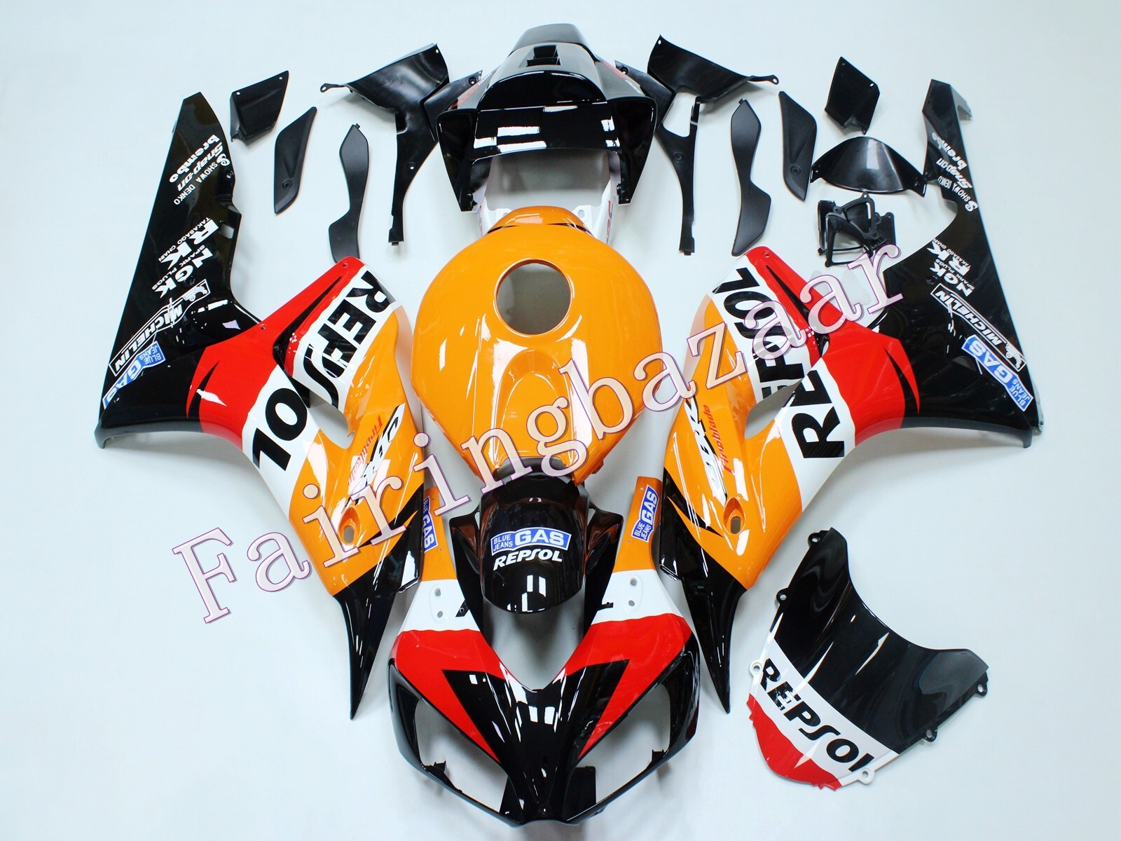 Fit for 2006 2007 CBR1000RR REPSOL Black Orange ABS Injection Mold Fairing Kit