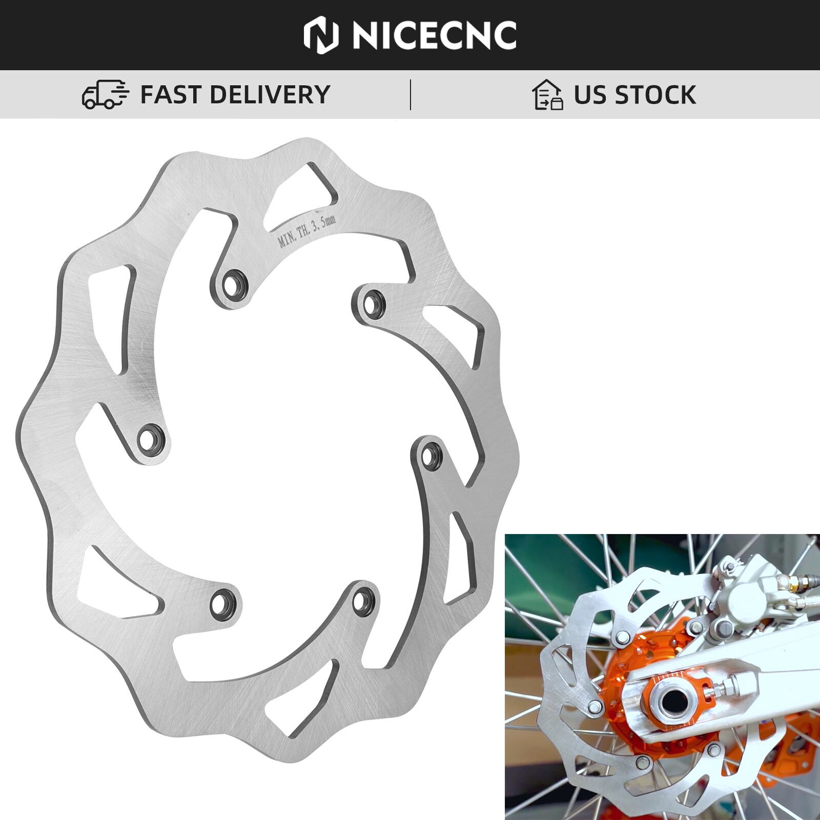 NICECNC Rear Brake Disc Rotor For KTM 125 250 350 450 500 SX XC XCW EXC F 94-22