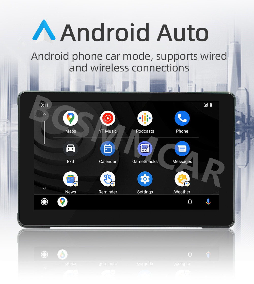 7in Touch Screen Motorcycle Wireless CarPlay Navi MP5/TF DVR Monitor Waterproof