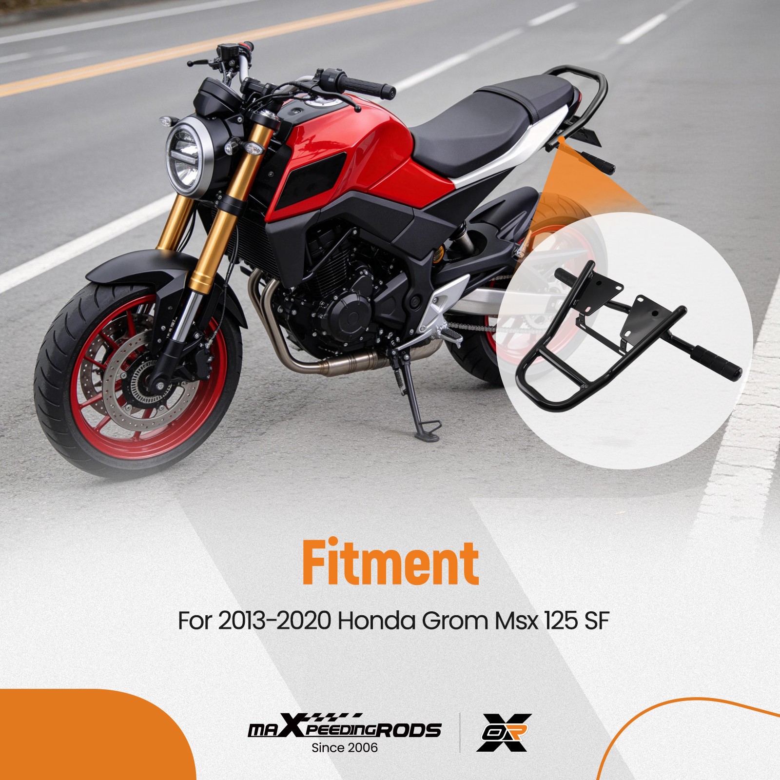 Rear Luggage Rack for Honda Grom MSX 125 SF 2013-2020 150kg Capacity Steel Black