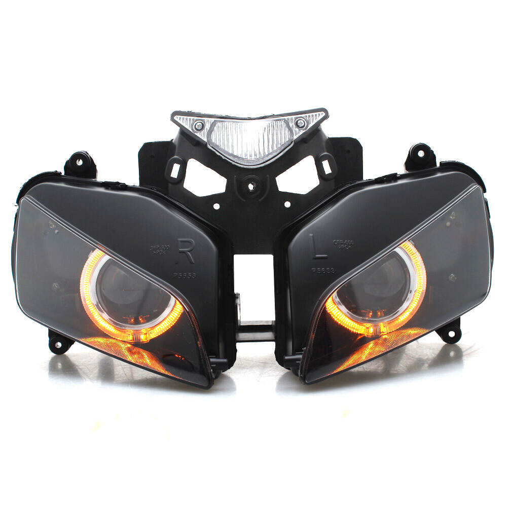 Fully Headlight Assembly HID Projector Amber Angel Eye for Honda CBR1000RR 04-07
