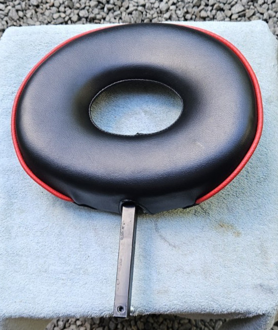 Corbin Standard Backrest motorcycle black leather oval w/ red pinstripe gc
