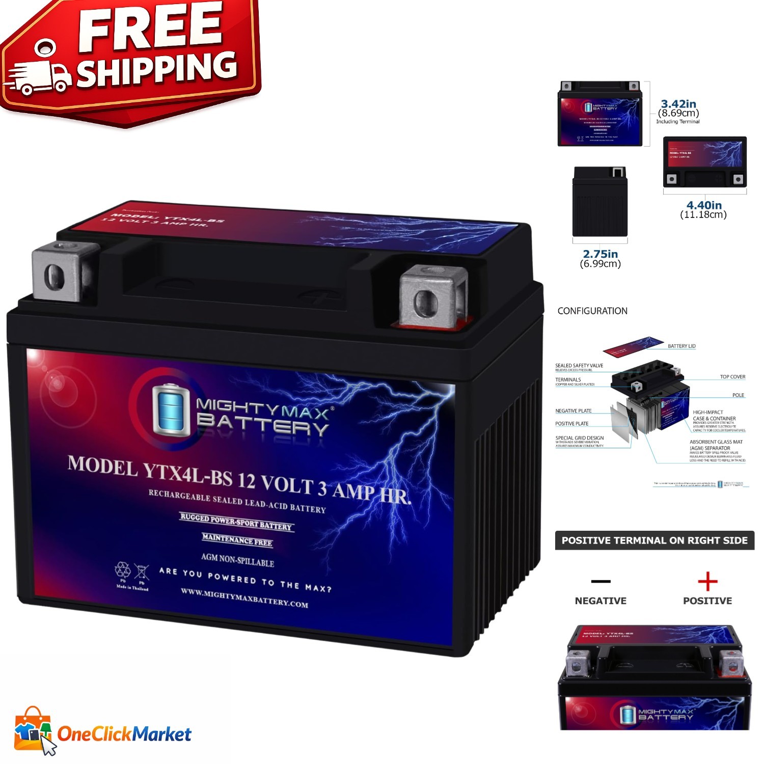 12V 3AH AGM Motorcycle Battery – Maintenance-Free Power for Scooters