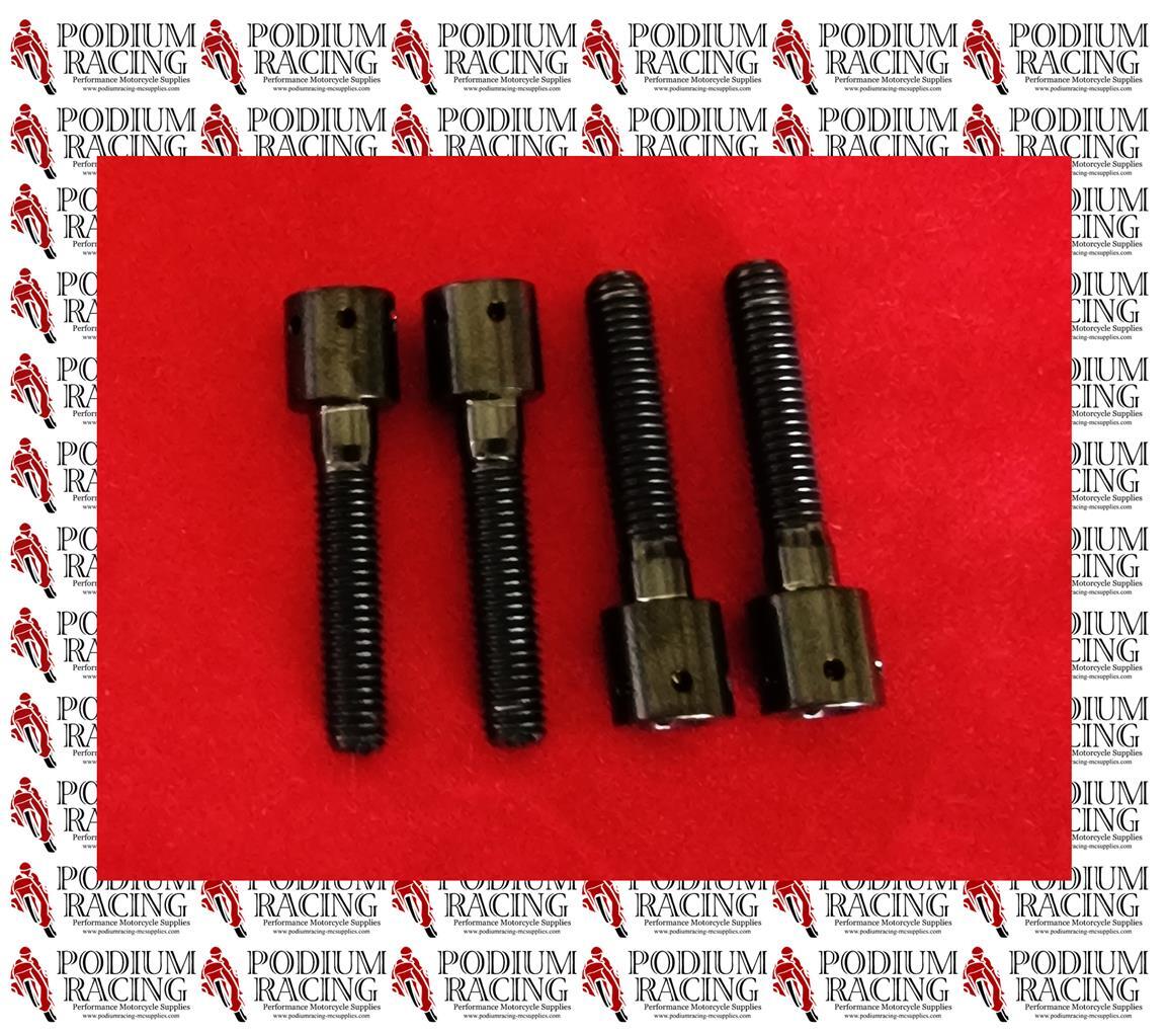 DUCATI PANIGALE V2 BLACK TITANIUM RACE DRILLED FORK PINCH BOLTS SET OF 4 PCS