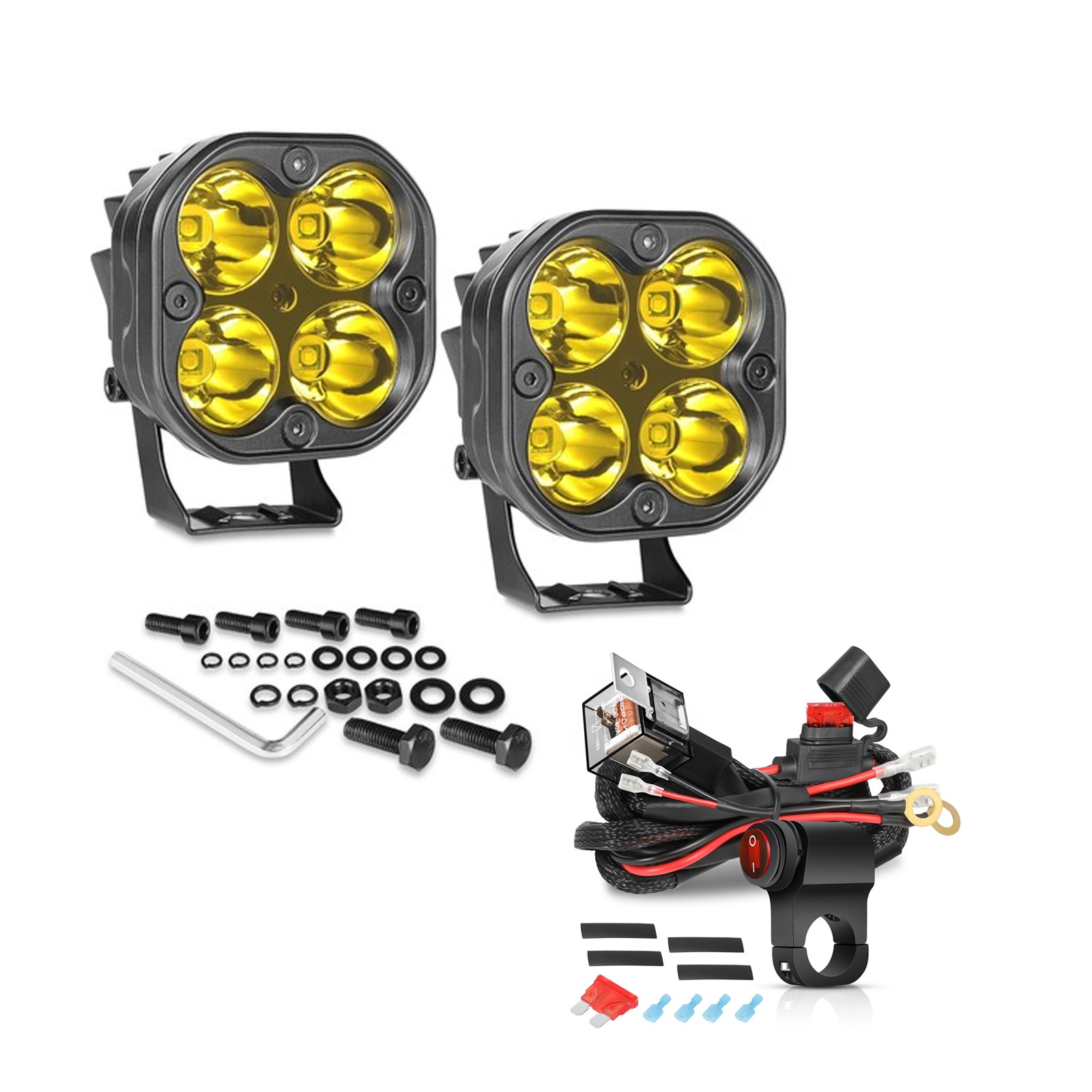 2x for Yamaha WR450F 3“ LED Spot Lights Long Range Amber Offroad Dirt Bike +Wire