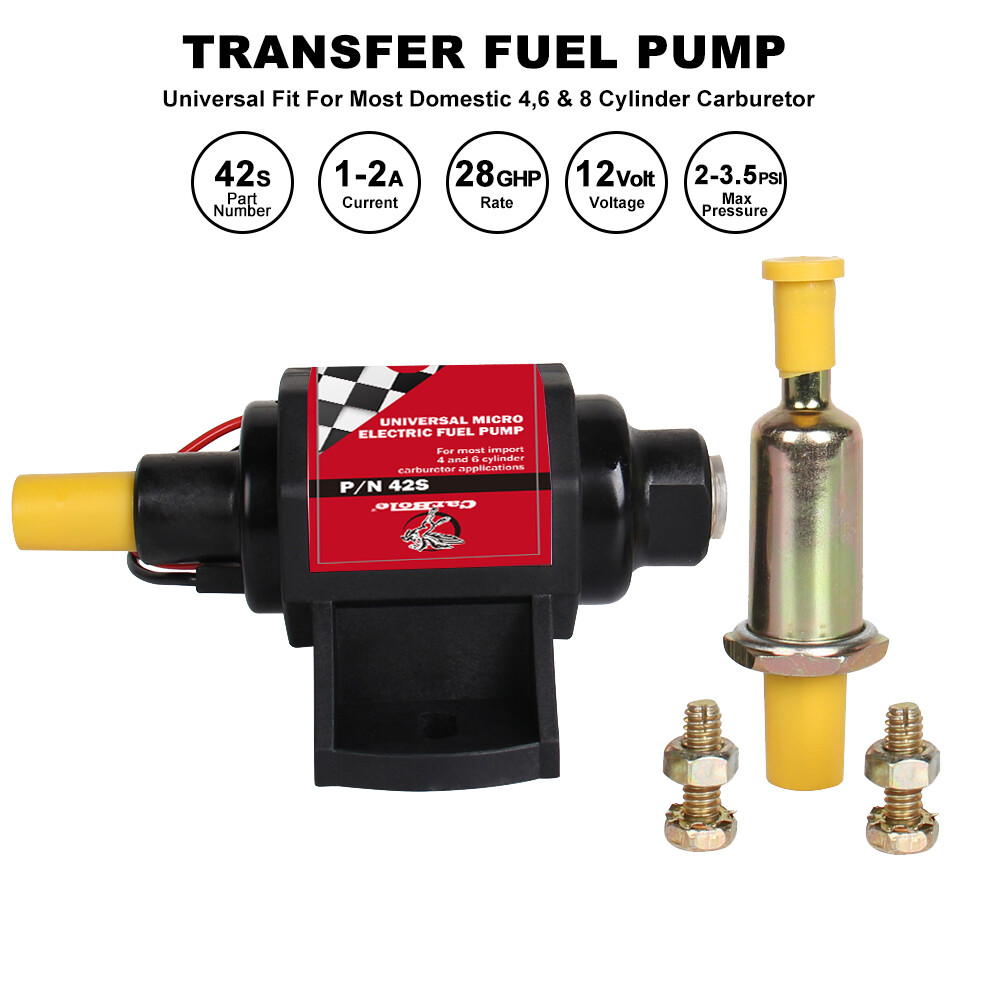 Universal Electric Fuel Pump Carburetor 12V 42GPH Gasoline 2-3.5PSI Low Pressure
