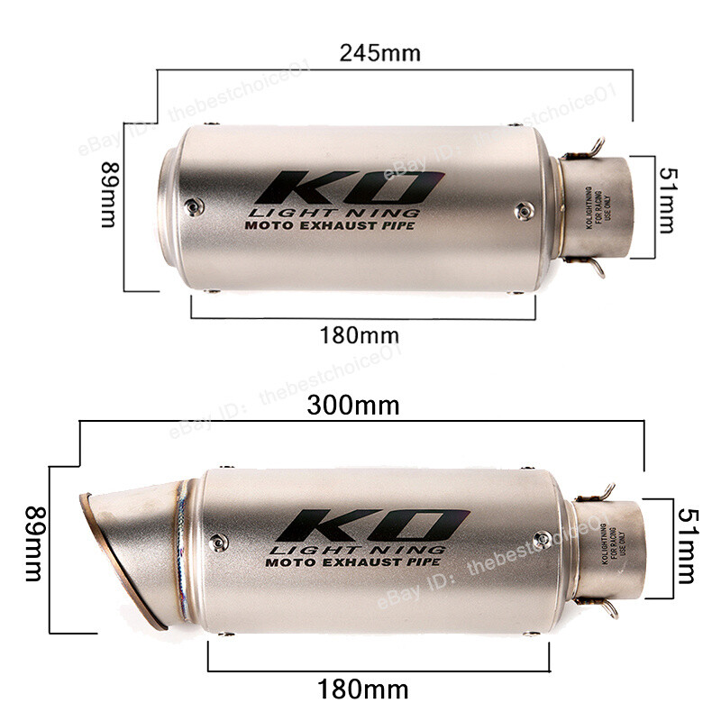 51mm Universal Exhaust Muffler Pipe Tail Tips With DB Killer Slip-on Motorcycle