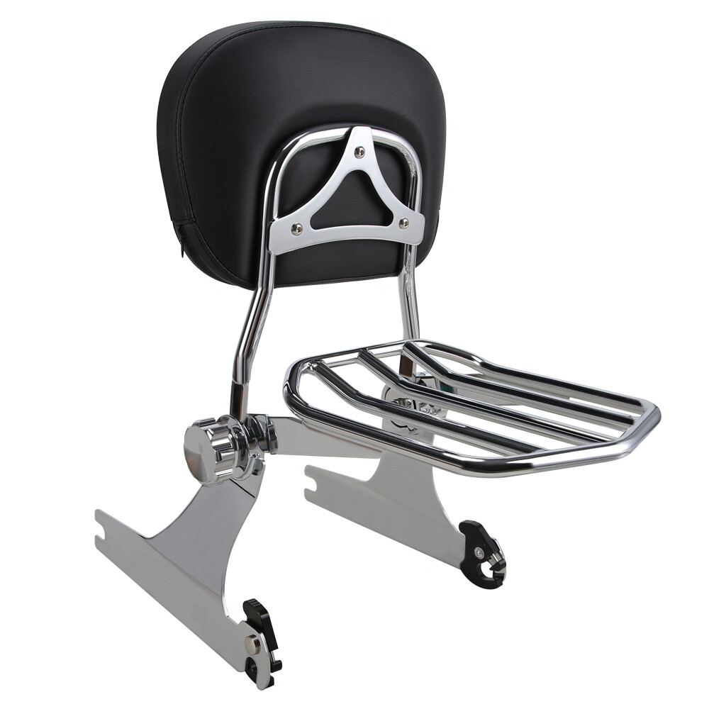 Detachable Backrest Sissy Bar Luggage Rack For Harley Dyna FXD Super Glide 00-05