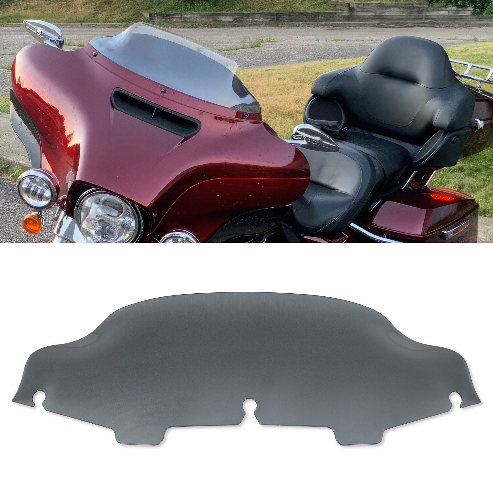 Smoke 8” Wave Windshield Windscreen for Harley Touring FLHT FLH FLHX 1996-2013