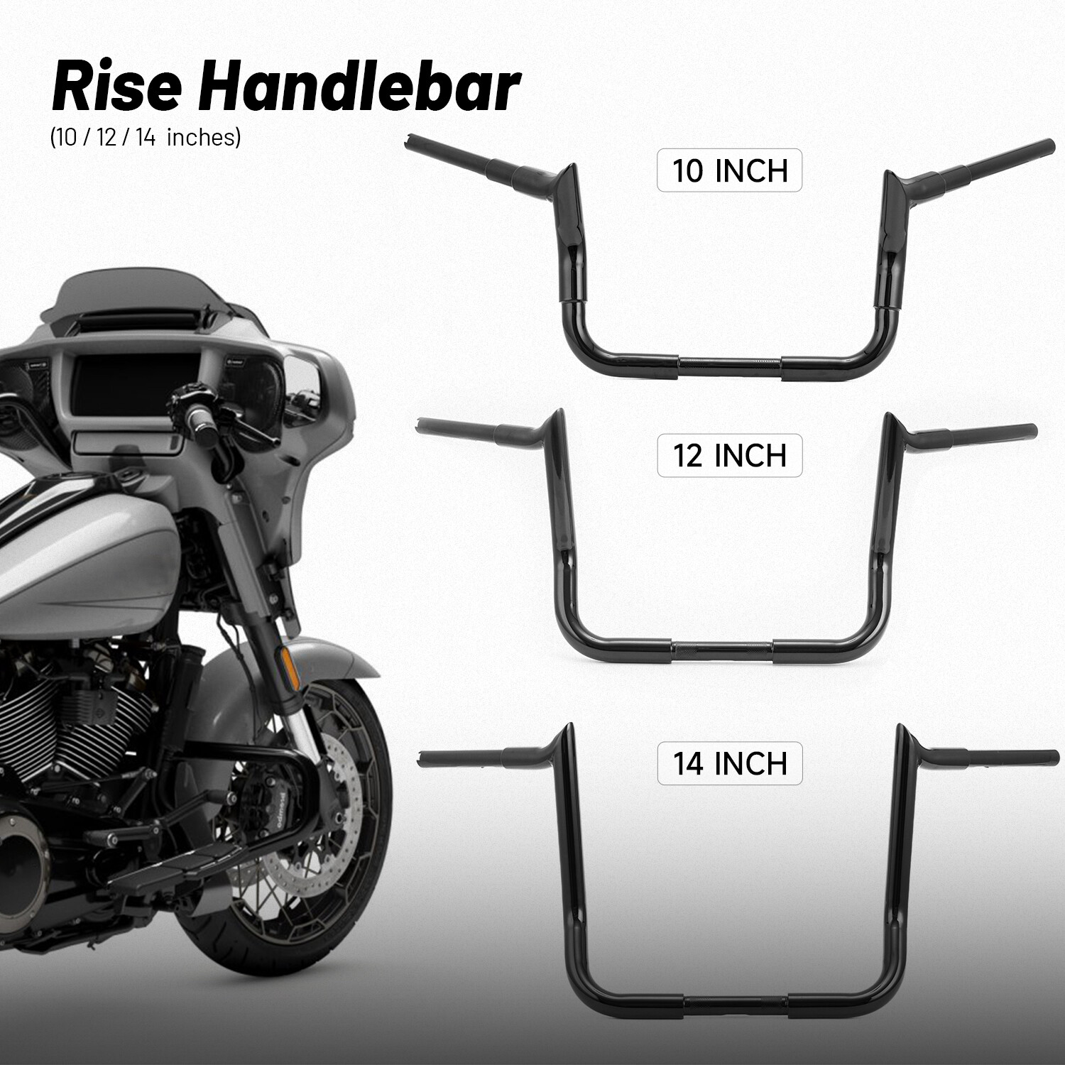 For Harley Electra Street Glide 10″ 12″ 14″ Rise Meathook Ape Hanger Handlebar