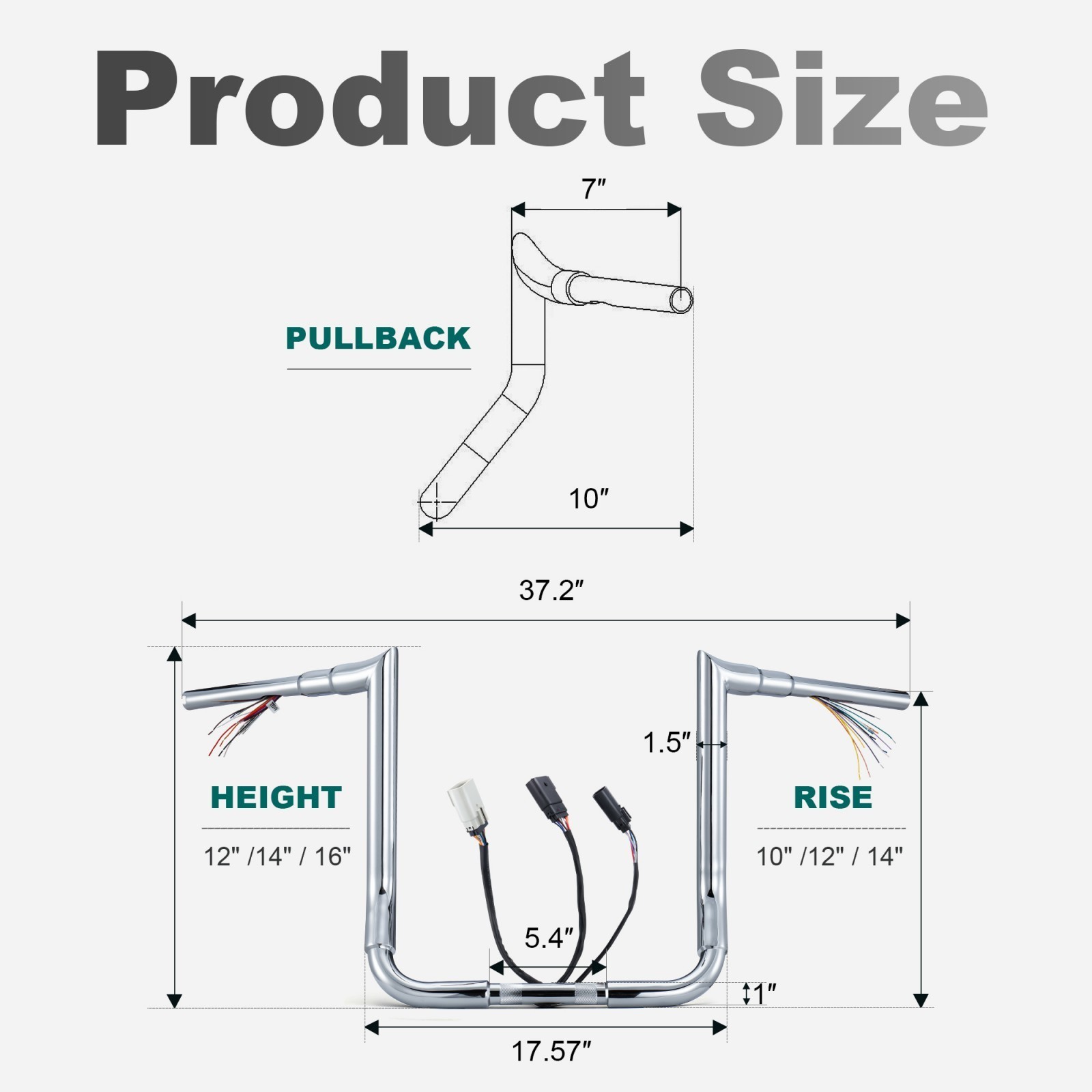 1.5″ Fat 16″ Rise Pre wired Handlebar for 2008-2013 Harley Ultra Limited FLHTK