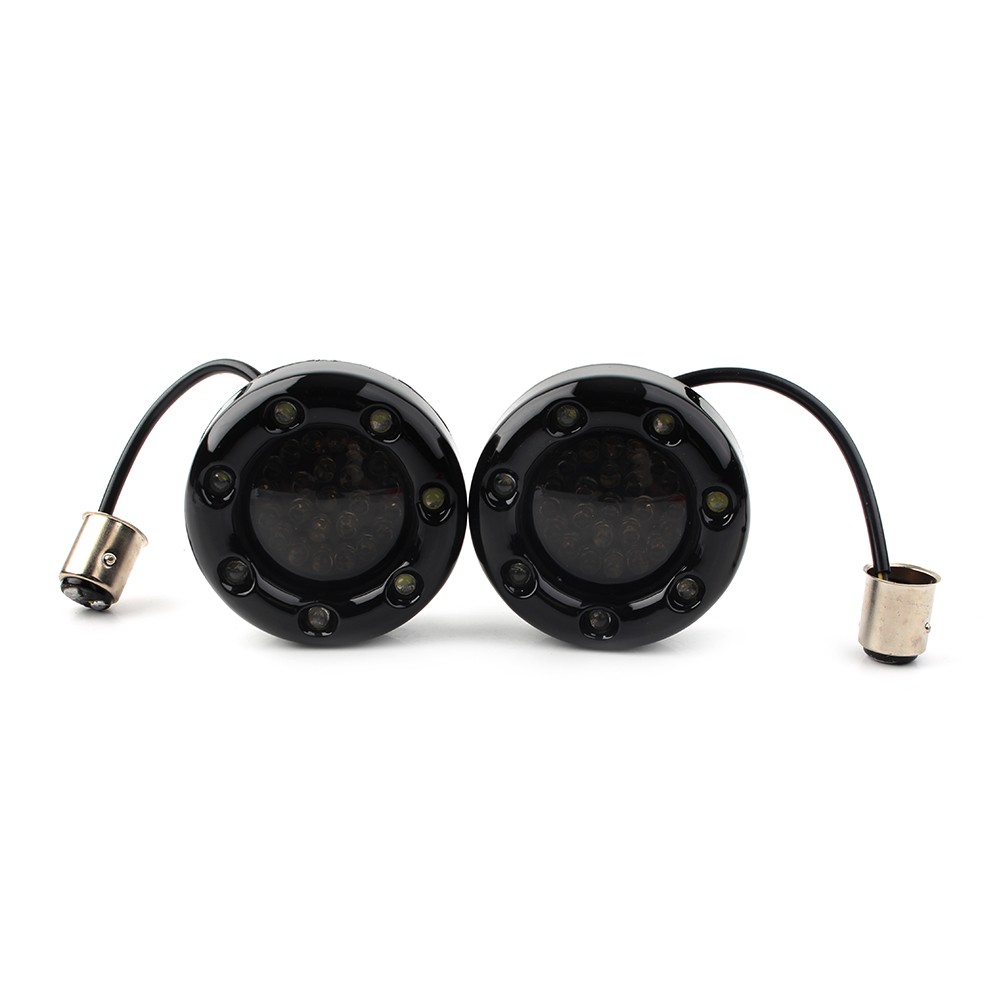1 Pair LED Black Fire Ring Turn Signals Lights for Harley Softail Dyna