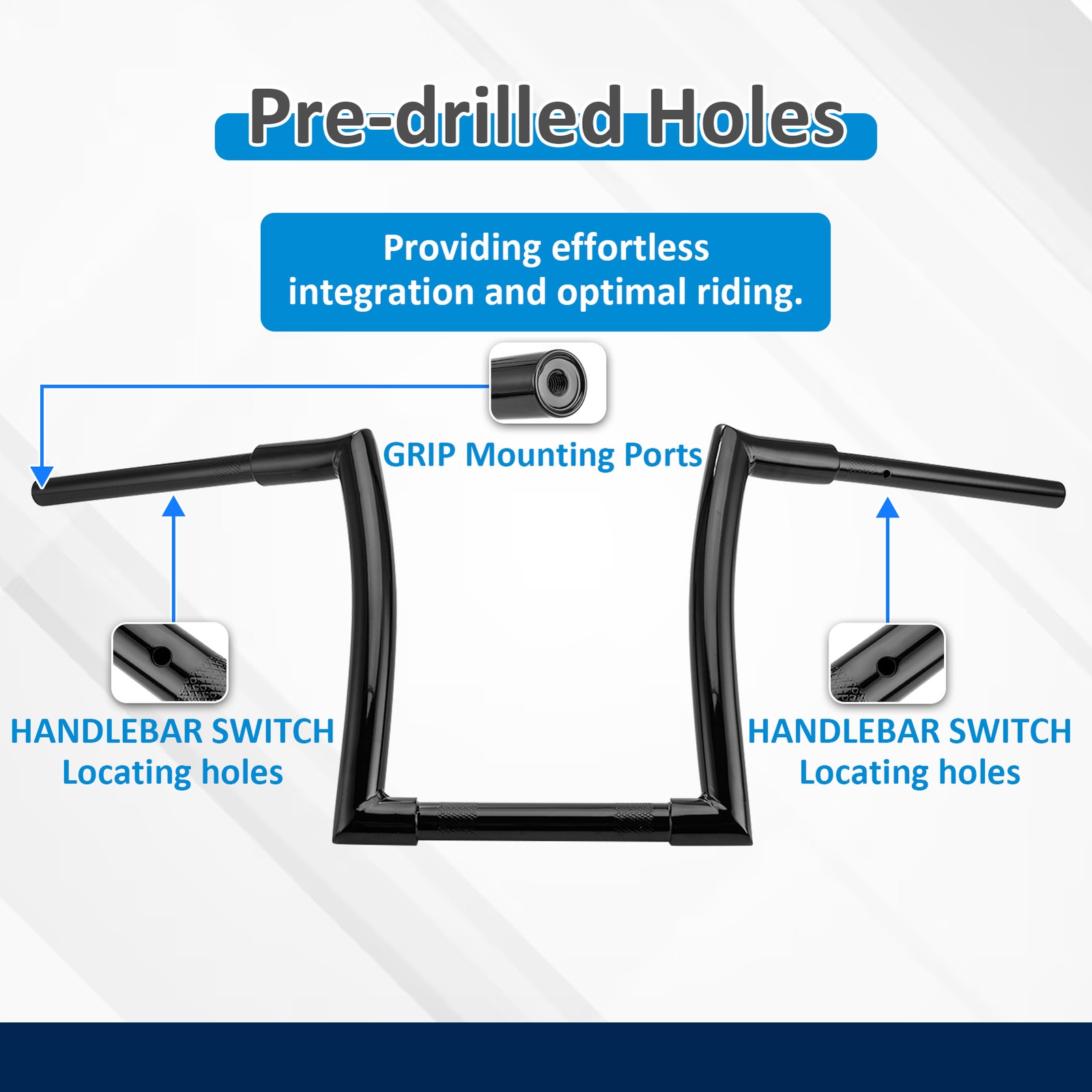 12″ Rise Pre-Drilled Ape Hanger Handlebar For Indian Scout Bobber Sixty Twenty