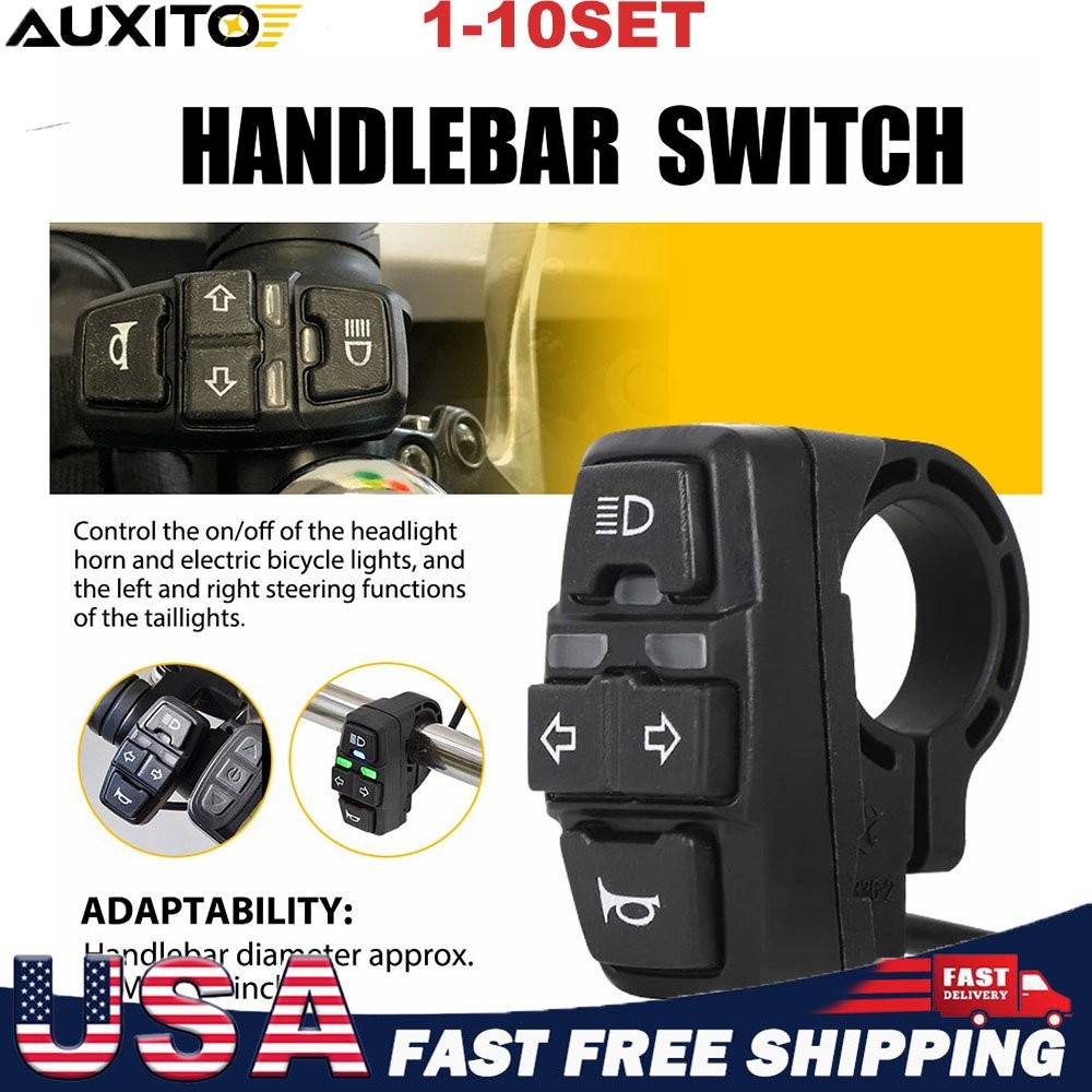 Motorcycle 7/8in Handlebar ON OFF Switch Button Headlight Horn Turn Signal Light