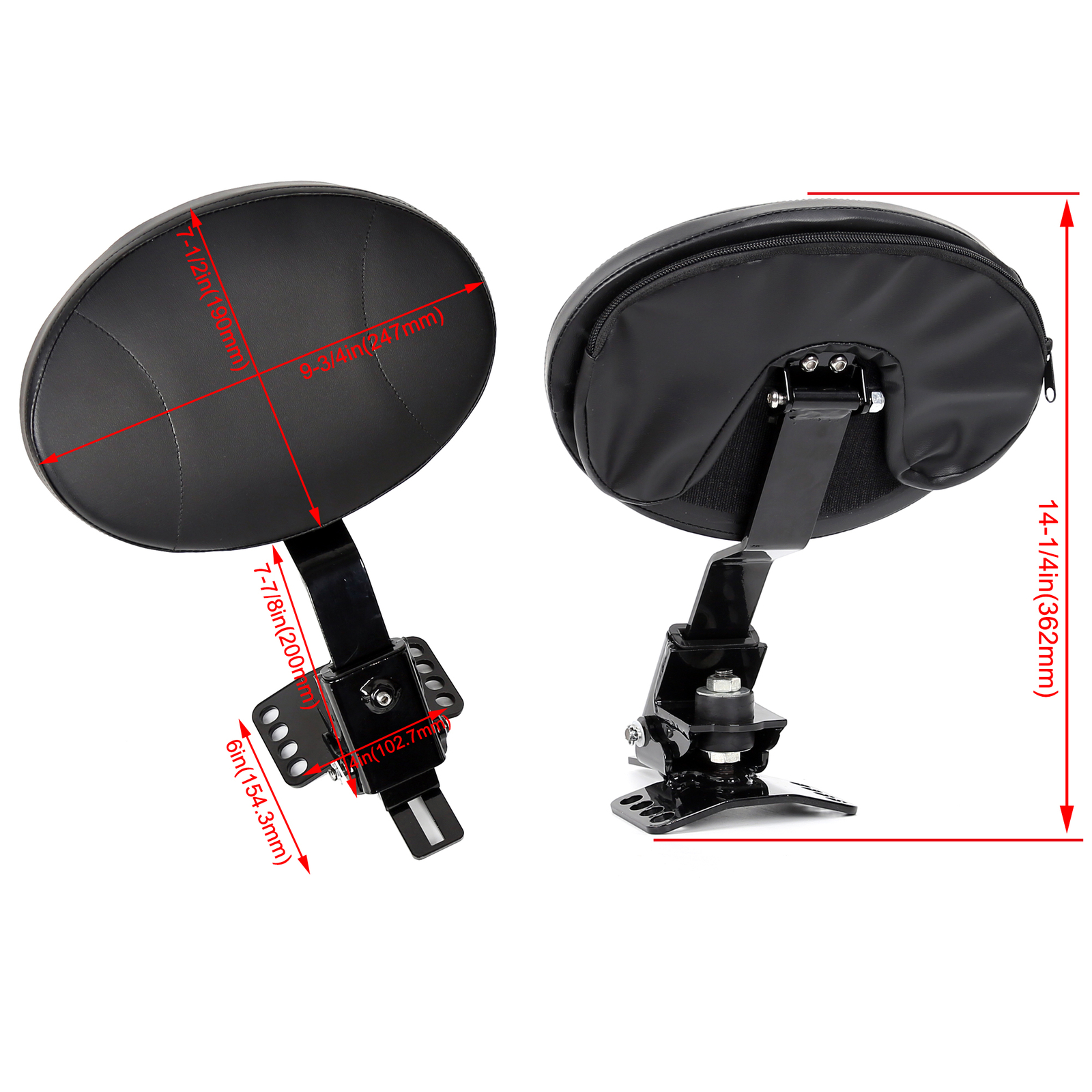 Plug-in Driver Rider Backrest Pad For Harley CVO Touring Road King Glide 97-23