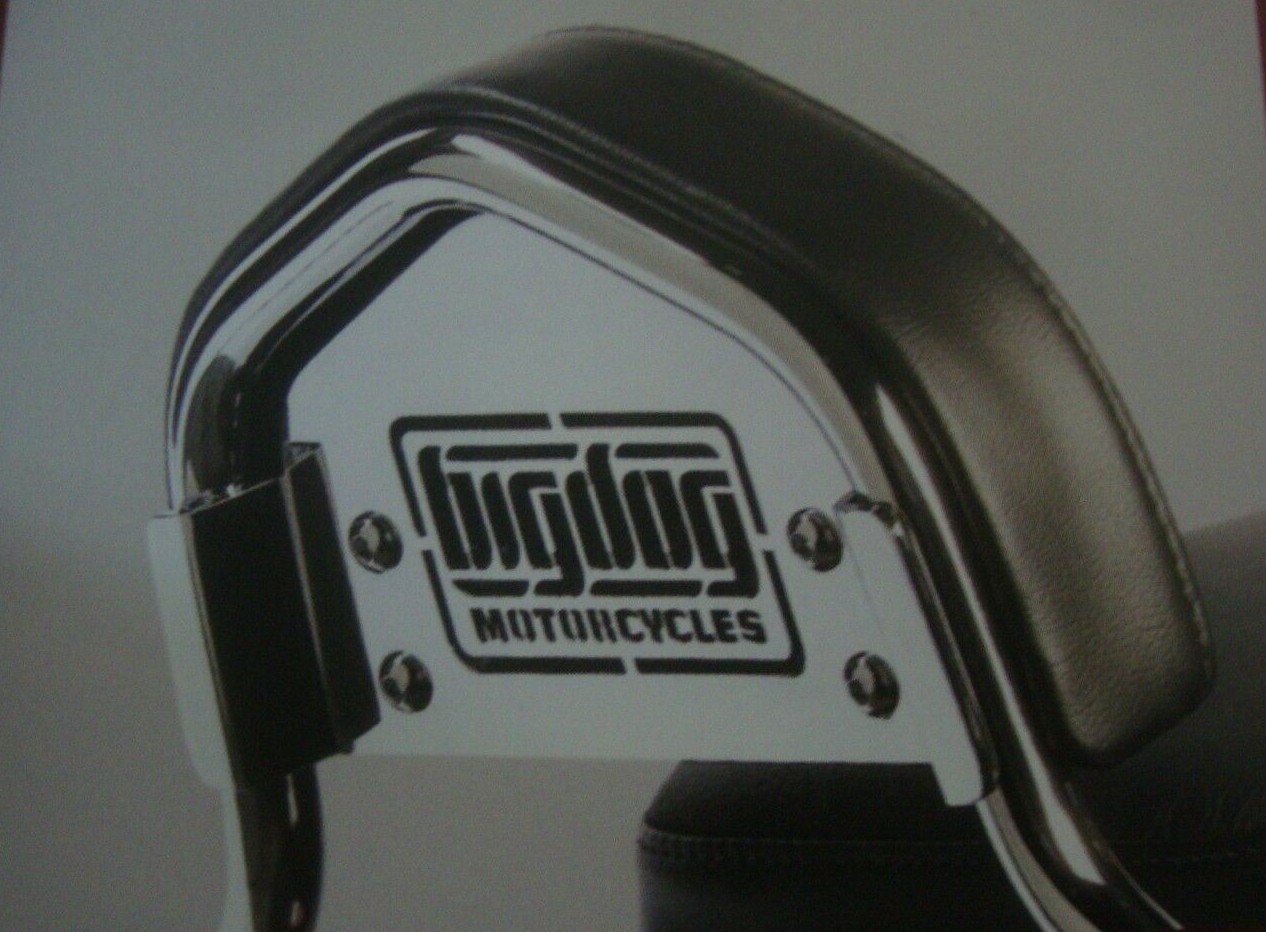 BIG DOG MOTORCYCLES BLEM LOWBOY SISSY BAR BACKREST PLATE w/ LOGO OEM CHROME