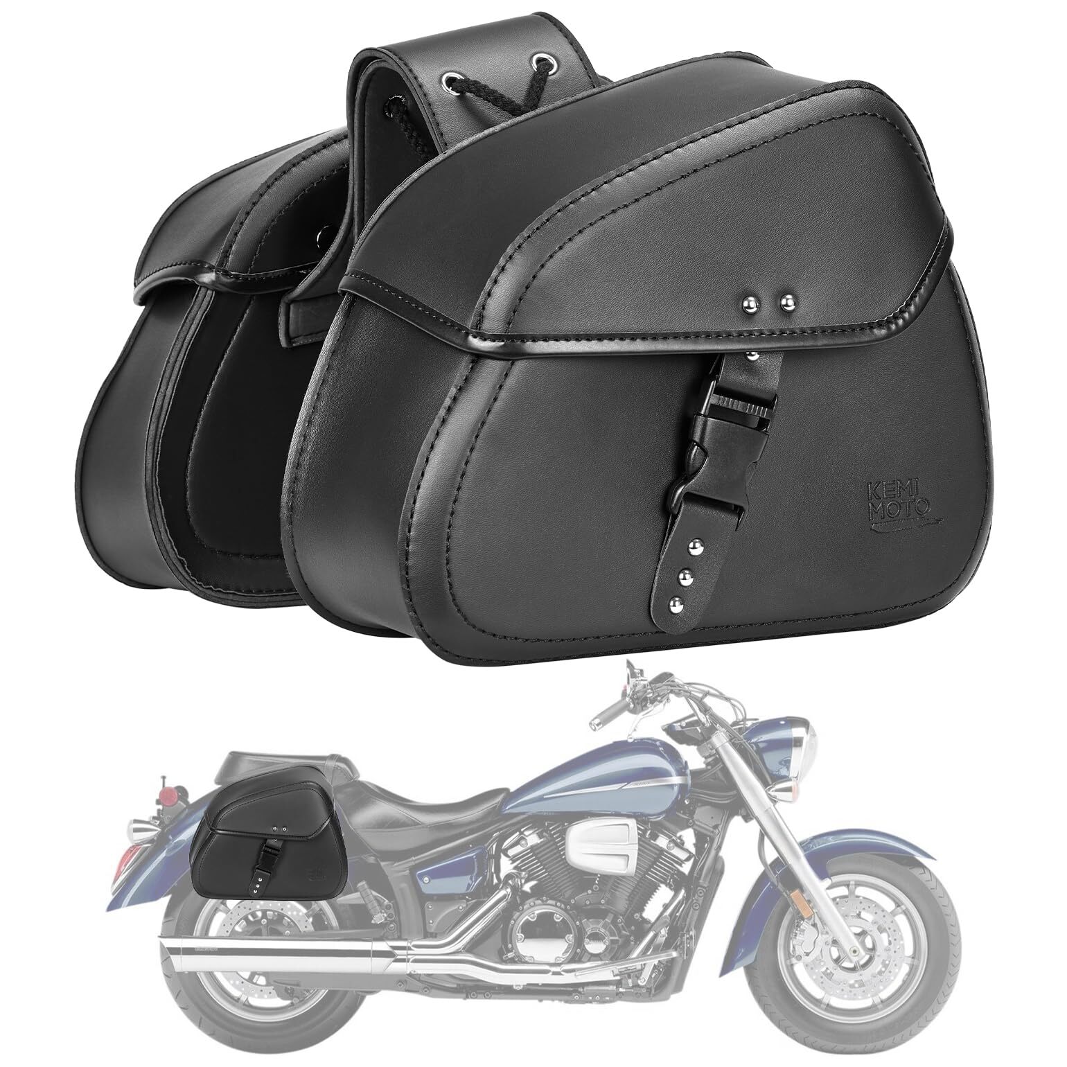 16L Universal Saddlebags Motorcycle Leather w/Buckle for Sportster Softail Dyna