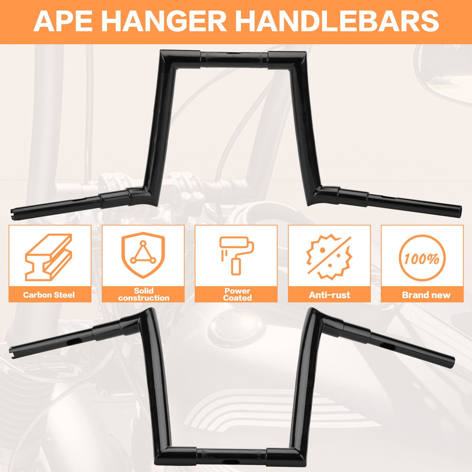 14” Ape Hanger Handlebar For Harley XL883 XL1200 Sportster Road King Road Glide