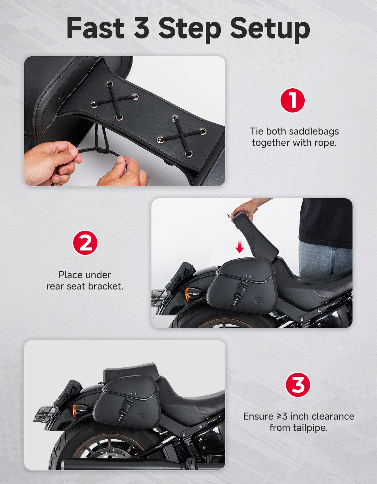 16L Universal Saddlebags Motorcycle Leather w/Buckle for Sportster Softail Dyna