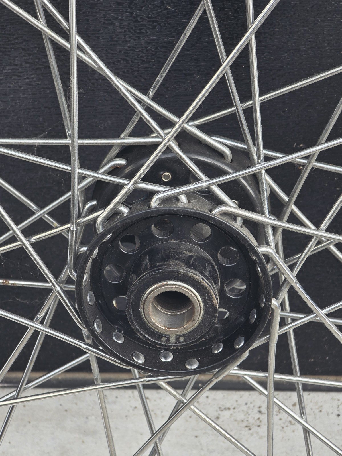 Star Hub Chrome Harley 23″ Front Spoke Black Hub Wheel Panhead