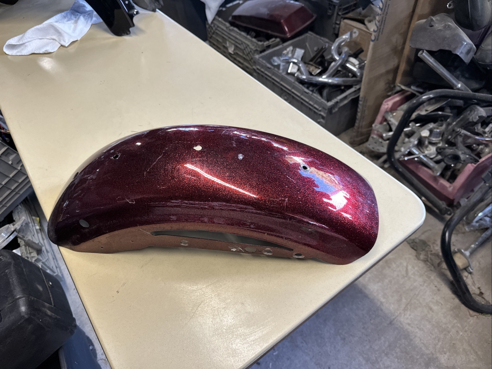 Harley Hard Candy Red Sportster Fender Custom Scratches Rear Metalflake OEM