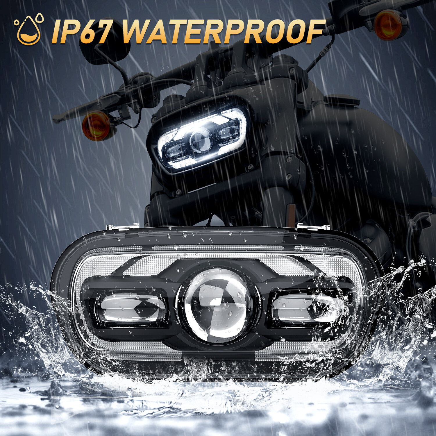 New DOT LED Halo Headlight Projector Hi/Lo Beam DRL For Harley Fat Bob 2008-2019