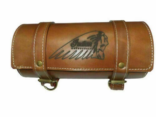 Fits Indian Chief Motorcycles – New Pure Leather Engraved Tool Bag in Tan Color