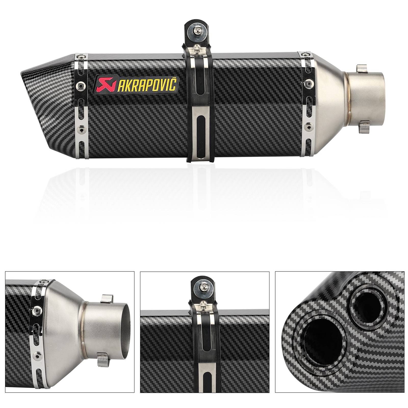 2″ 51mm Universal Motorcycle Exhaust Double Tip Muffler Tail Pipe Dirt Bike ATV