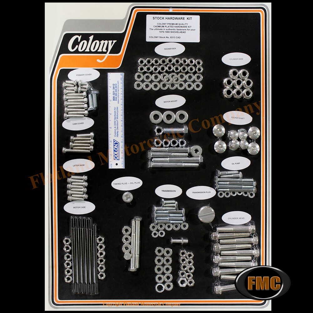 Colony 8313 CAD, Stock Hardware Kit, 1979-1980 Big Twin, Cad Plated